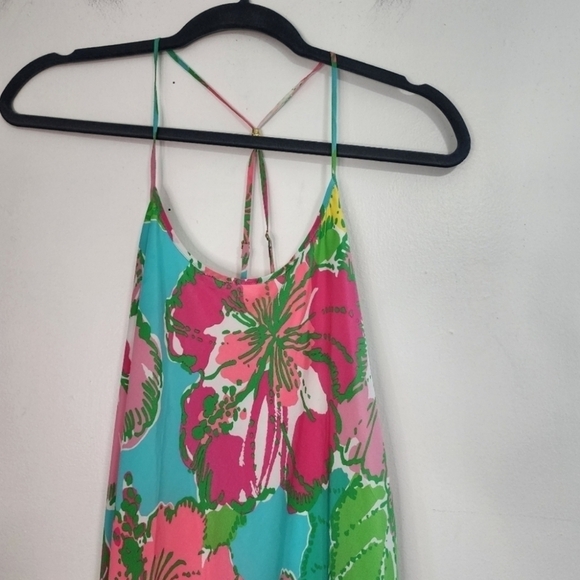Lilly Pulitzer Pink White green Blue Floral Silk Maisy Mini Dress Luau Event Coc - Picture 4 of 10